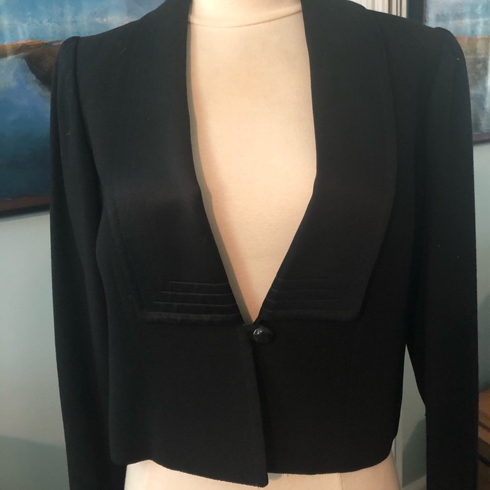 Carlisle Black tuxedo type jacket. Cropped.